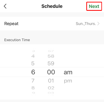 Schedule screen